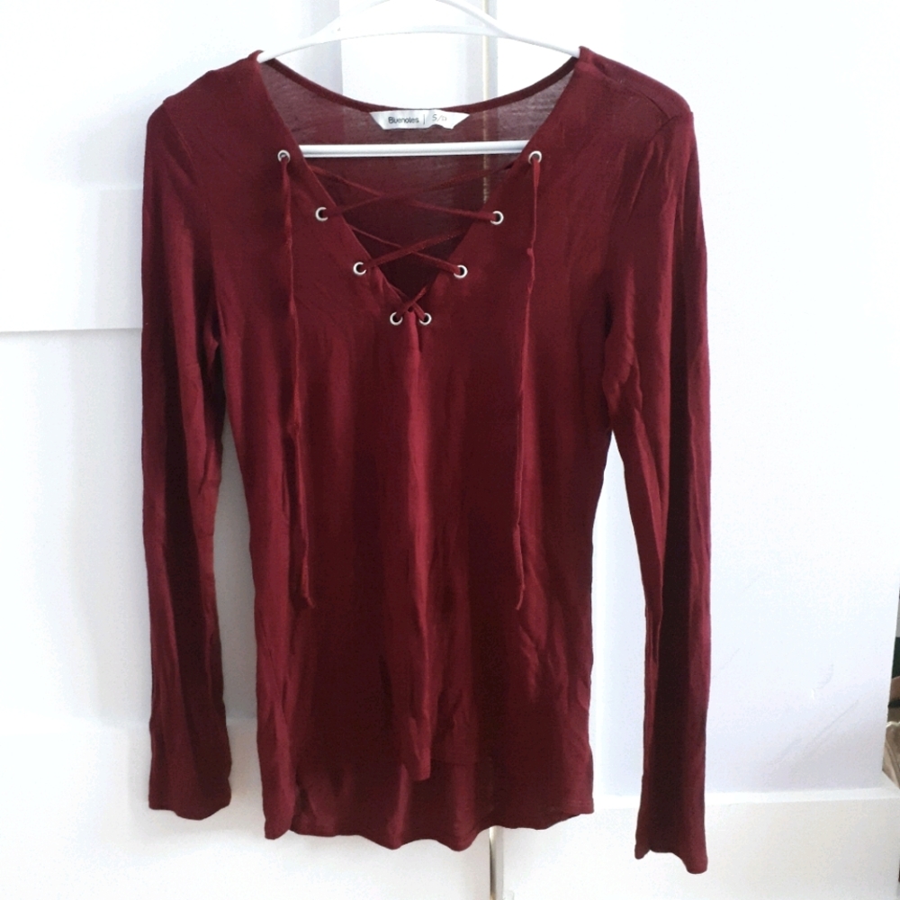 Burgundy lace-up top